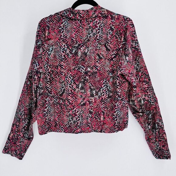 NICHOLAS  V Neck Long Sleeve Blouse US Size 10  Silk Blend  WaterSnake Print - Picture 2 of 12